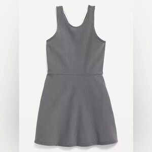 NWT OLD NAVY GIRLS PowerSoft Sleeveless Ribbed Athletic Dress Black White Stripe